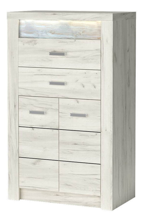 Komód Indie 06 (LED világítással) (fehér craft) 