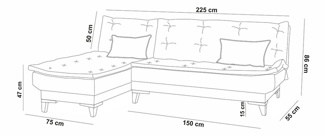 Canapea extensibilă Syrma (gri închis) (S)