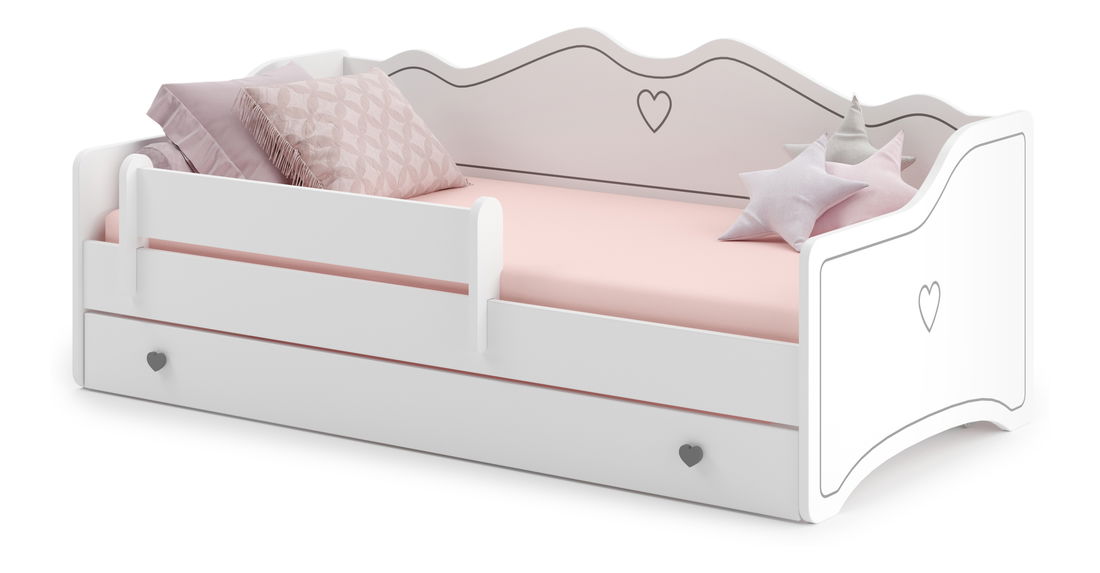 Dječji krevet 160x80 cm Ester I (s podnicom i madracem) (bijela + siva)