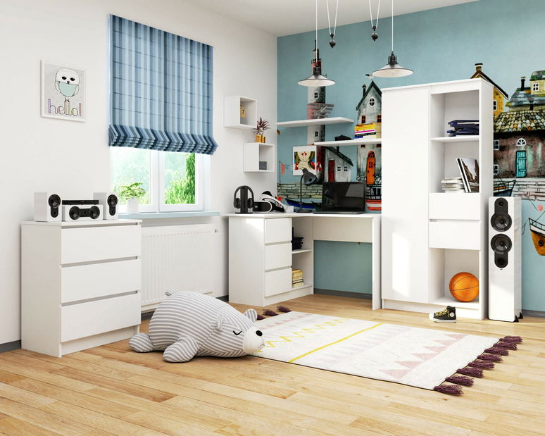 Sarok PC asztal Bodhi (fehér) (B)