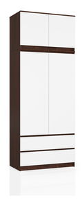 Šatníková skriňa Submarino (wenge + biela) (s nadstavbou)