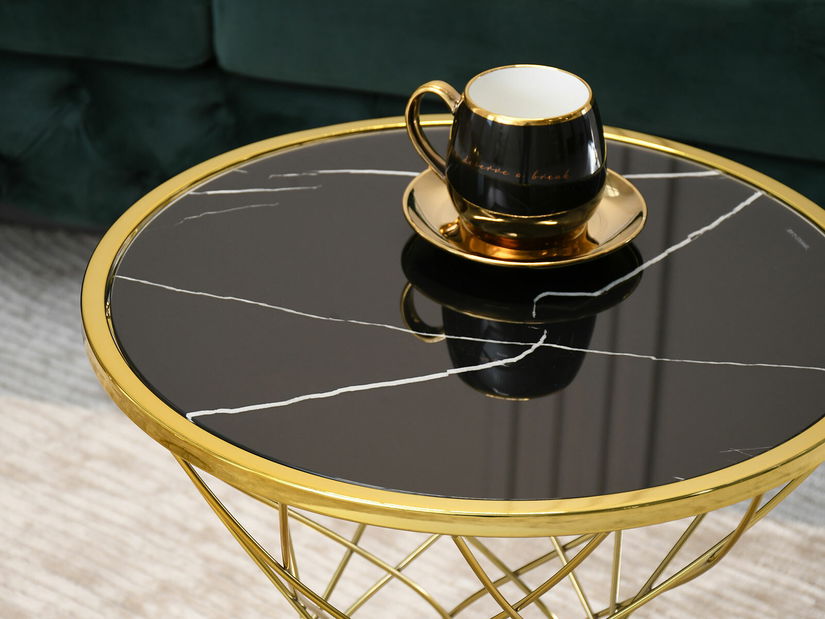 Konferenčný stolík Favorezcan (čierna + zlatá)