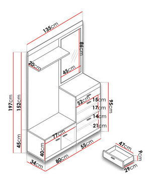 Predsoblje Raphael (hrast riviera + bijela)