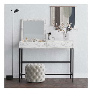 Măsuță de toaletă Lio (marmură carrara) (cu oglindă)