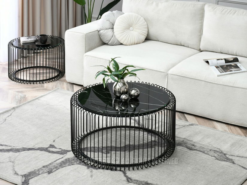 Konferenčný stolík Nils Xl (čierny mramor + čierna)