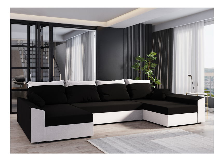 Kutna garnitura u obliku slova U Paragon U (bijela + crna)