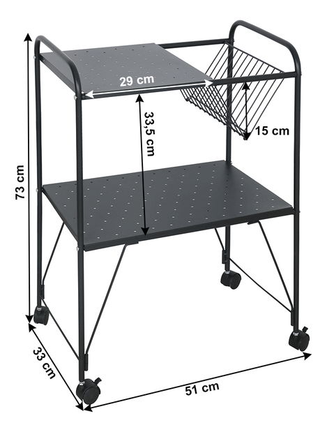 Príručný pojazdný stolík Alchymist (čierna)