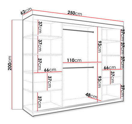 Dulap de haine Nona T1 (negru + mamură negru)