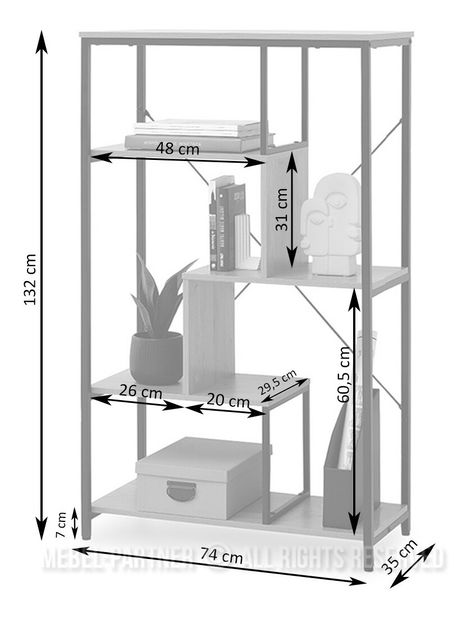 Regál Harp A (tölgy + fekete)