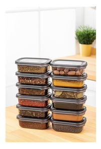 Set recipiente alimente (12 buc.) Bond 12-4 (antracit)