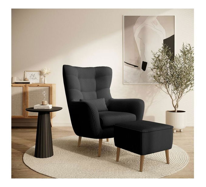 Fotel lábtartóval Veneza VZ2 (fekete + bükk)