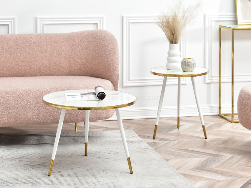 Dohányzóasztal 2 szett Zoya Zest S (fehér márvány + arany)