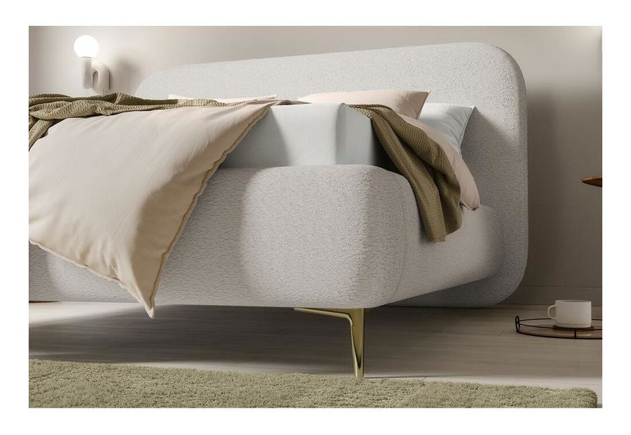 Pat matrimonial 180 cm Mononoke 180 (cu somieră) (bej + auriu)