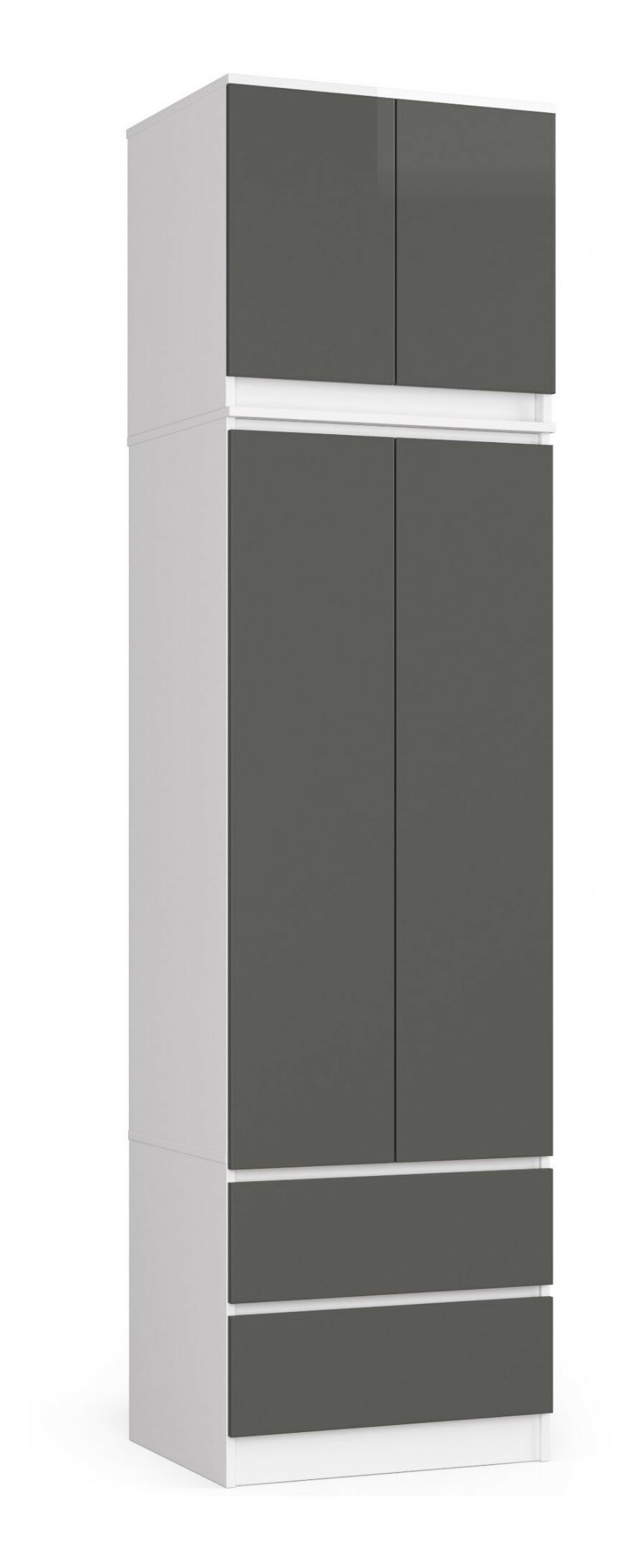 Ormar za garderobu Slots (bijela + grafit) (sa nadogradnjom)