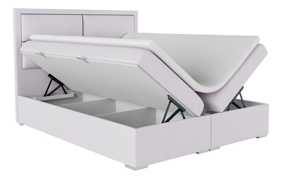 Franciaágy Boxspring 140 cm Menorra (rózsaszín) (tárolóhellyel)