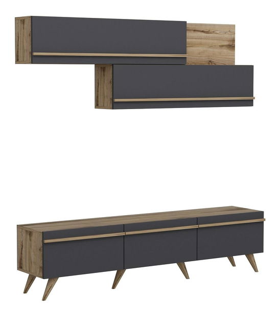 Set za dnevni boravak Amstel (antracit + orah)