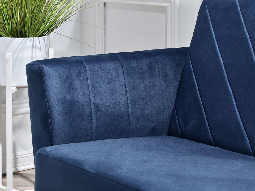 Pohovka trojsedačka Michel (tmavomodrá + buk)