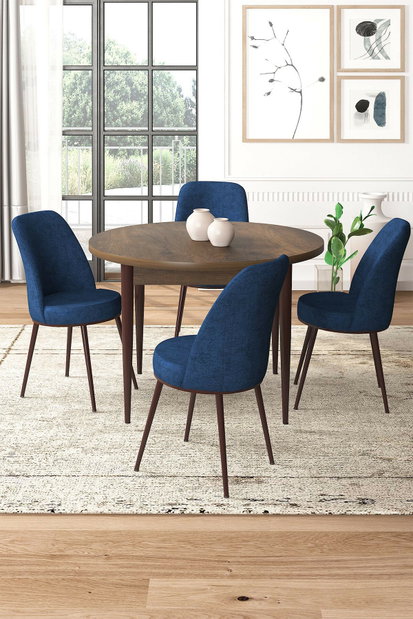 Set dining Torra (nuc baroc + albastru marin) (pentru 4 persoane)