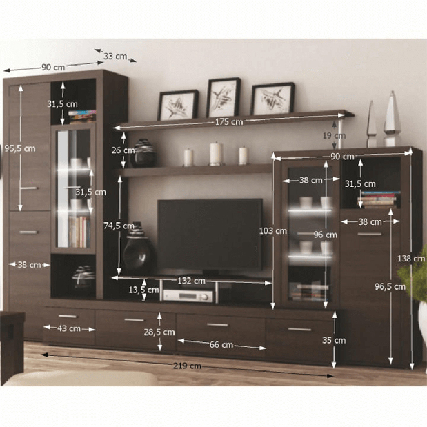 Mobilier living Adah New (wenge luisiana) (cu iluminat)