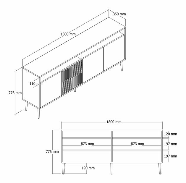 Dulap Millano 1 (alb + auriu)