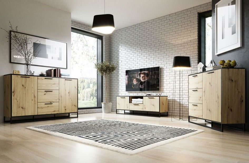 Mobilier living Bryanna 1 (stejar artisan + negru)