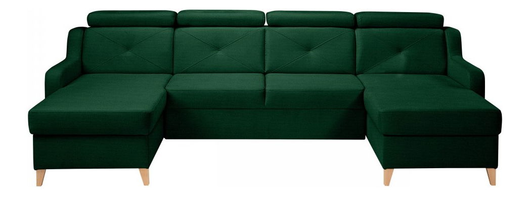 Kutna garnitura U Orolon U (zelena) (s prostorom za odlaganje)