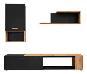 Mobilier living Mantes ZWT2 (negru mat + stejar wotan)