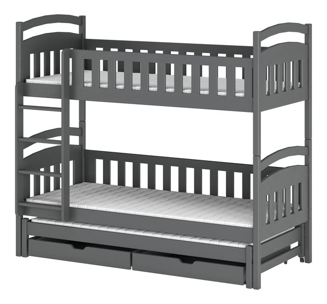 Detská posteľ 80 x 180 cm OLLIE (s roštom a úl. priestorom) (grafit)