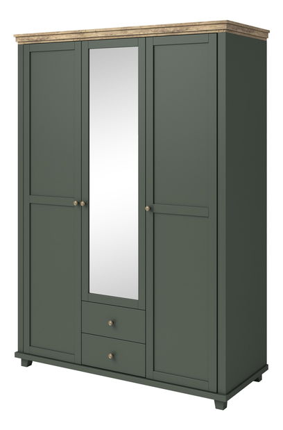 Šatníková skriňa Elvina S ZJU19 (zelená + dub lefkas tmavý) (so zrkadlom)