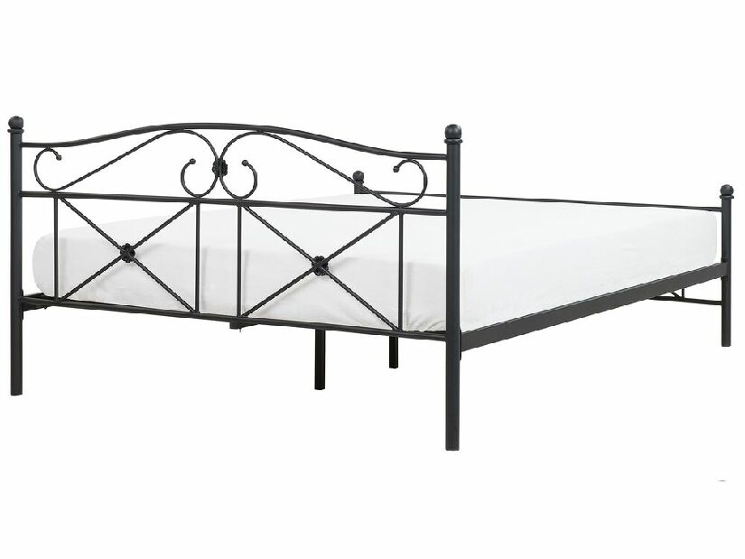 Bračni krevet 140 cm RANDEZ (metal) (crna) (s podnicom)