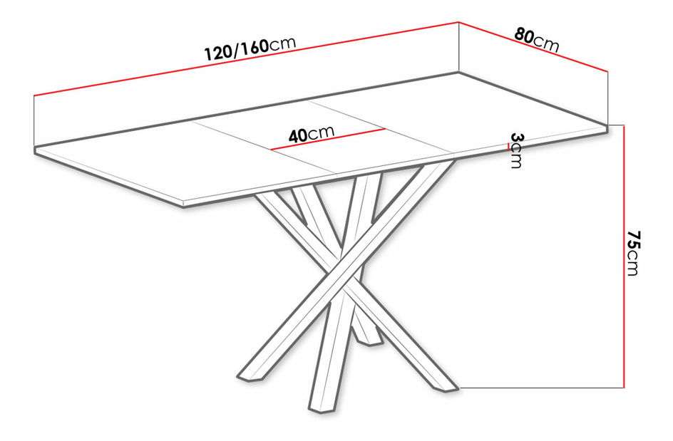 Masă Matilda SG13 (Negru + Stejar artisan)