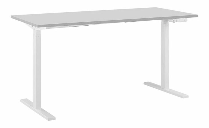 Písací stôl DESIRA II (130x72 cm) (sivá + biela) (manuálne nastaviteľný)