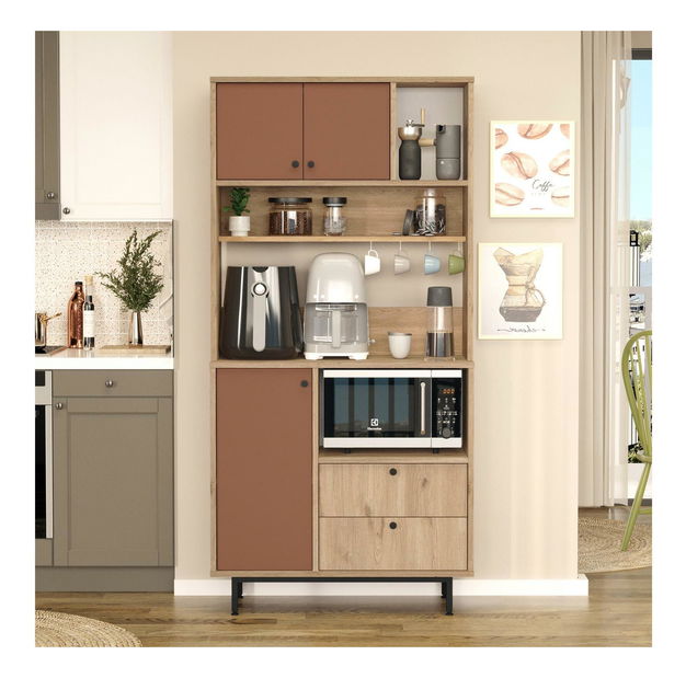 Dulap cu rafturi Rebutia 4 (stejar + cărămiziu)