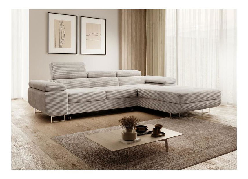 Kutna garnitura Grande (D) (sivo-bež + krom)