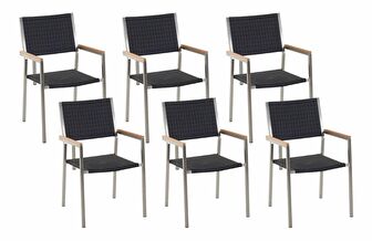 Szék szett 6db Grosso (fekete) (rattan)