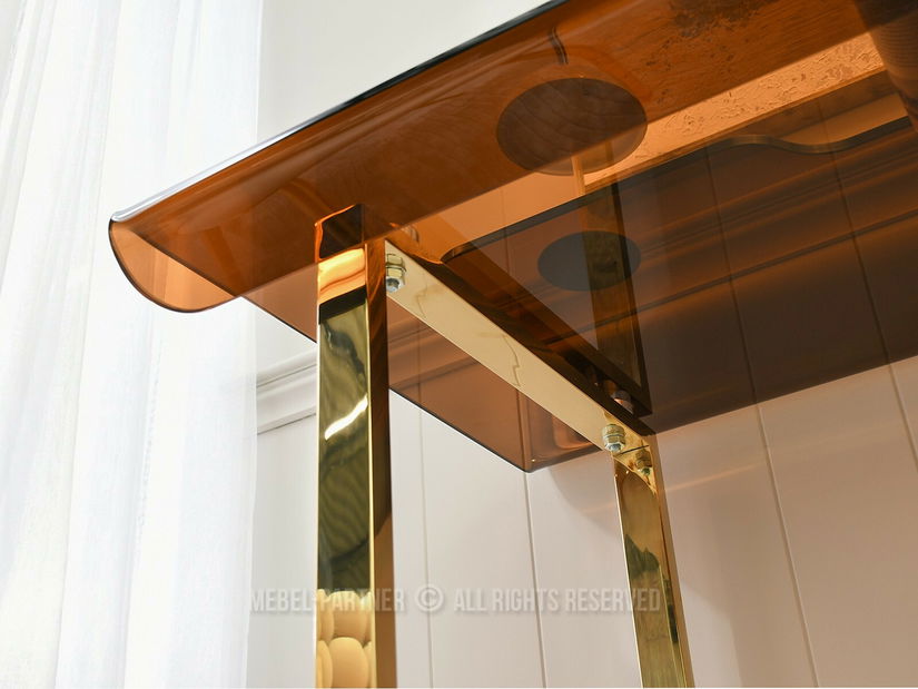 PC stolík Lazuli (sklo + zlatá)