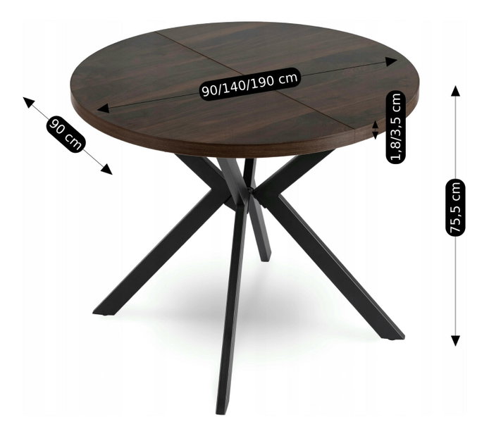 Jedálenský stôl (pre 4 až 6 osôb) Localizado (orech + čierna)