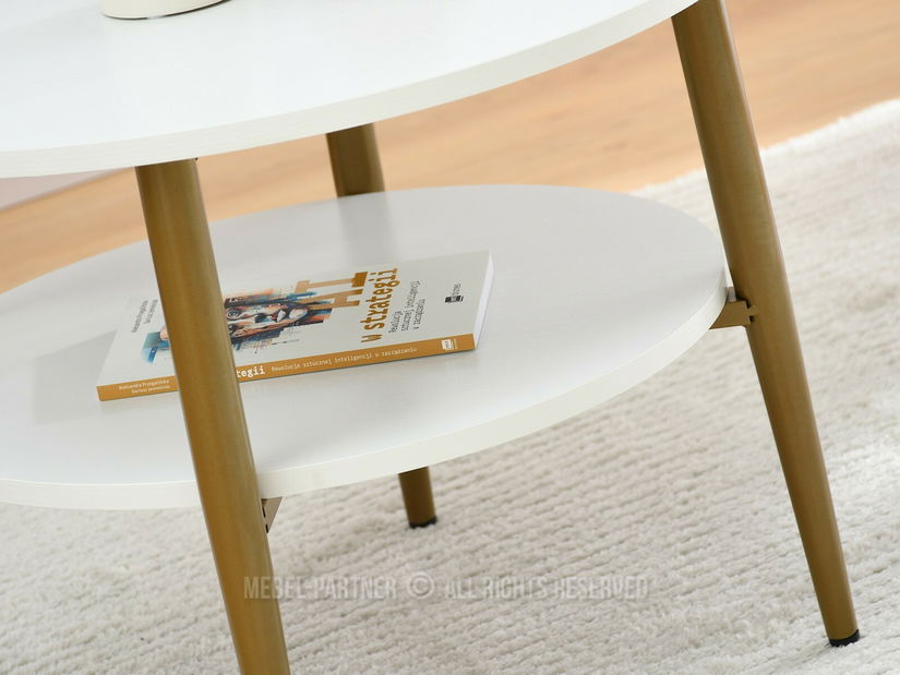 Stolić za kavu Randolf S (bijelo drvo + zlatna)