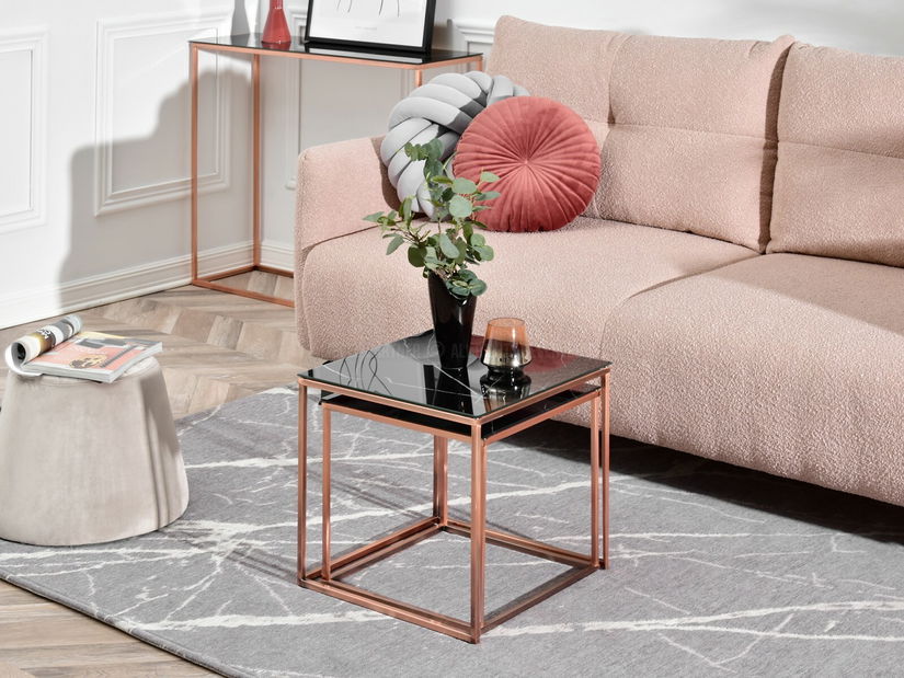 Măsuță de cafea Prana Law (marmură neagră + cupru)