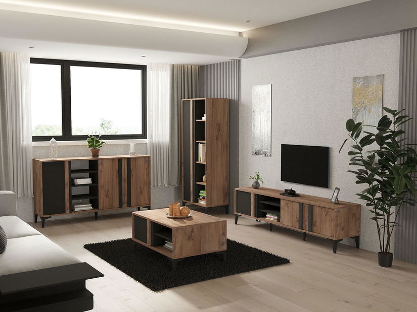 Set mobilier living Laciko (pin atlantic + antracit)