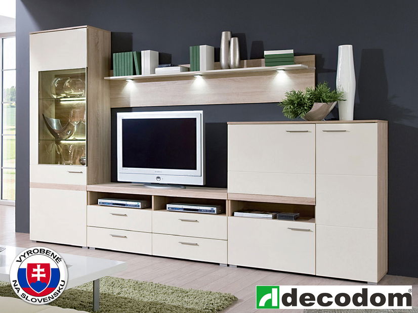 Obývacia stena Decodom Stadion K 03 dub bardolino + lesk vanilka