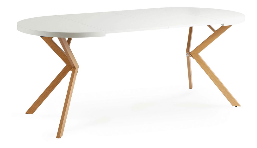 Rozkladací jedálenský stôl Localizado (biela + dub zlatý) (pre 4-6 osôb)