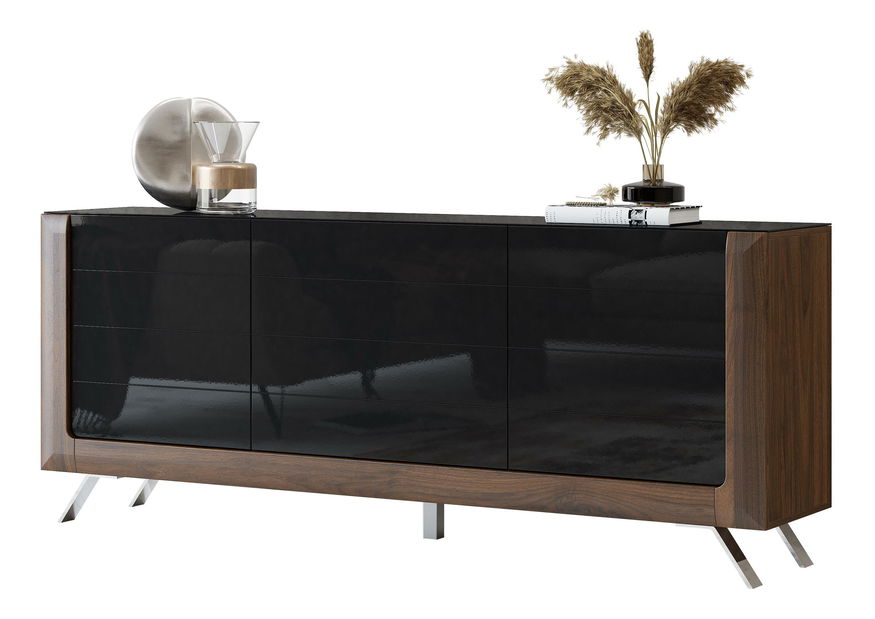 Dulap Kassie Typ 25 (negru lucios + nuc columbia)