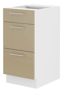 Dulap inferior de bucătărie Lavera 40 D 3S BB QUADRO (Alb + Luciu cappucino)