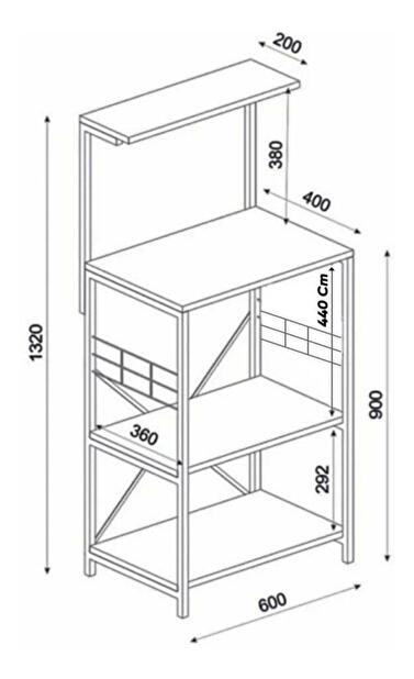 Raft de bucătărie Mebaletta 7 (Pin atlantic + negru)