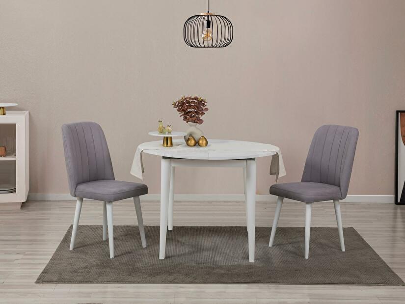 Set mobilier sufragerie Nidupo 3 (alb + gri) (pentru 2 persoane)