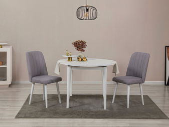 Set mobilier sufragerie Vlasta 3 (alb + gri) (pentru 2 persoane)
