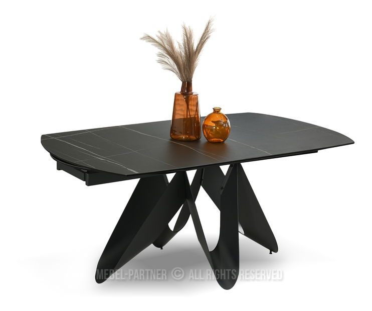 Jedálenský stôl Persi (čierny mramor + čierna)