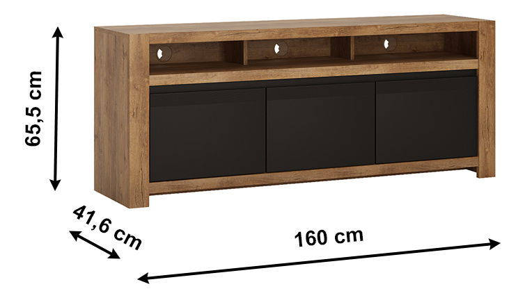 TV stolíć Lacetta HAVF01 (hrast lefkas s tamni + crna)