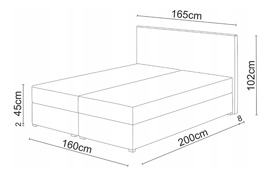 Kontinentálna posteľ 160x200 cm Waller (tmavozelená) (s roštom a matracom)